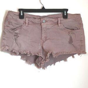 Refuge | Super Shortie Women’s Distressed Pink Cutoff Denim Shorts 14